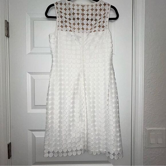 LAUREN Ralph Lauren Geometric Polka Dot Overlay Sleeveless Sheath Dress - Picture 8 of 11